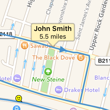 Map of course route showing John Smith at 5½ miles